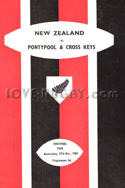 1963 Pontypool and Cross Keys v New Zealand  Rugby Programme